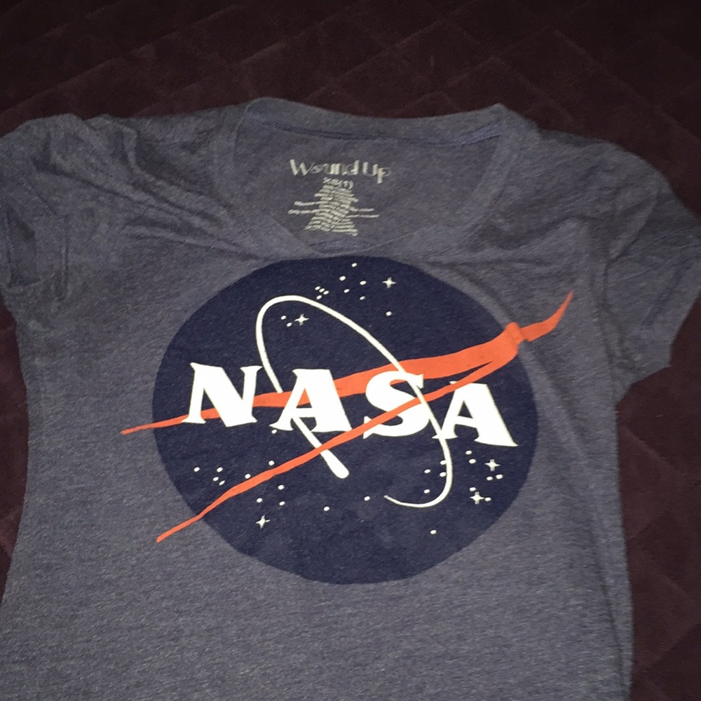 nasa print navy blue short sleeve shirt ,
